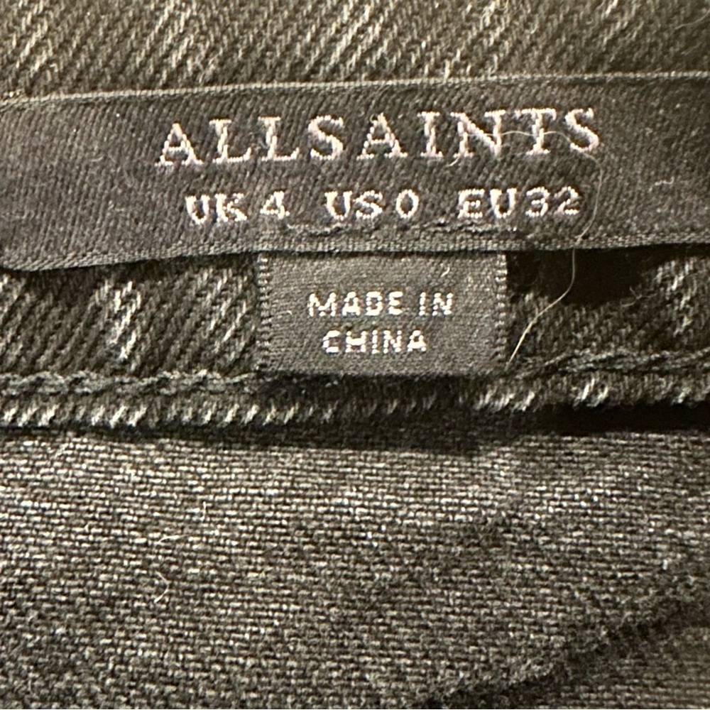 All Saints Trudy Women's Charcoal Black Denim Mini Skirt Women’s Size US Size 0 - Picture 4 of 6